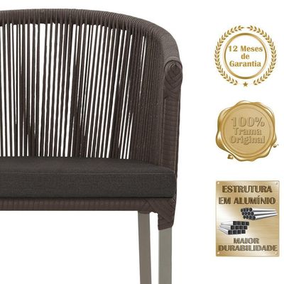 2 Cadeiras De Jantar Noronha Fendi Corda Náutica E9 Trama Marrom