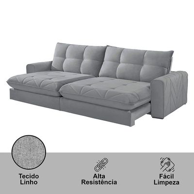 Sofá Firenze Linho 02 Módulos De 80cm B25cm Meu Sofá Online A230 Linho Cinza