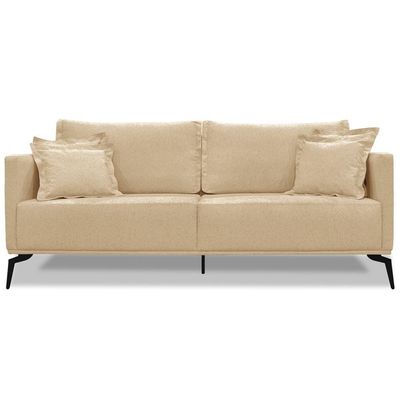 Sofa Sala De Estar Liv 2 Lugares Pes Aço Linho 231 Dourado Ezz Dourado
