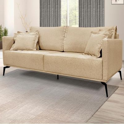 Sofa Sala De Estar Liv 2 Lugares Pes Aço Linho 231 Dourado Ezz Dourado