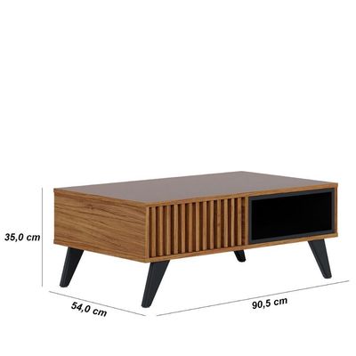 Mesa De Centro Retangular 1 Nicho Jeri Noce Milano Preto Fosco Noce Milano Preto Fosco