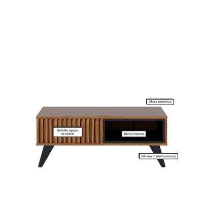Mesa De Centro Retangular 1 Nicho Jeri Noce Milano Preto Fosco Noce Milano Preto Fosco