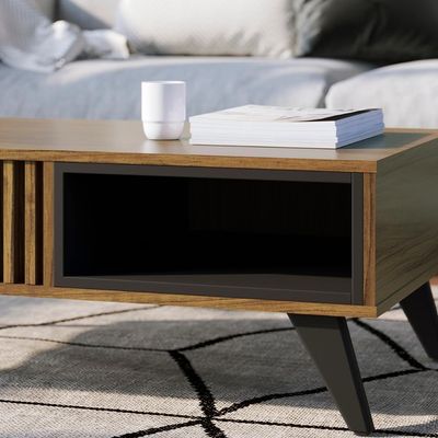 Mesa De Centro Retangular 1 Nicho Jeri Noce Milano Preto Fosco Noce Milano Preto Fosco