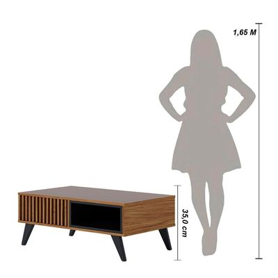 Mesa De Centro Retangular 1 Nicho Jeri Noce Milano Preto Fosco Noce Milano Preto Fosco