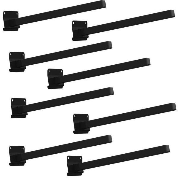 08 Suportes Refletor Base Inclinada Braço 50 Cm 08 Cj - Preto