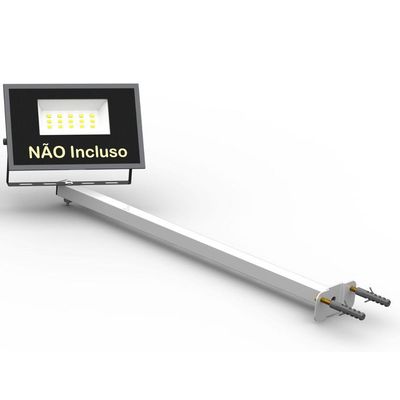 Suporte Refletor Base Reta Braço 50 Cm Branco