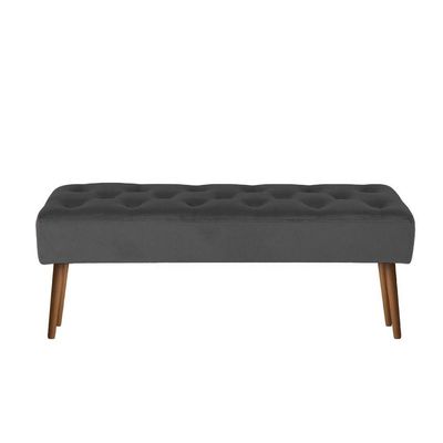 Banco Estofado Rubi 1,40M Suede Grafite - Inova Decor