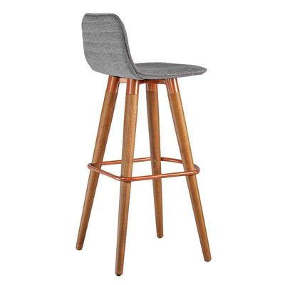 Banqueta Alta Luxo Linea Aço Cobre Linho Cinza Cinza