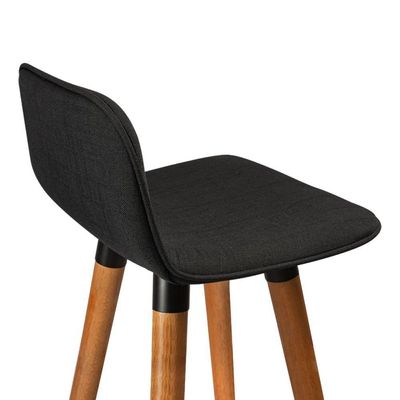 Banqueta Alta Luxo Linea Aço Preto Linho Preto Preto