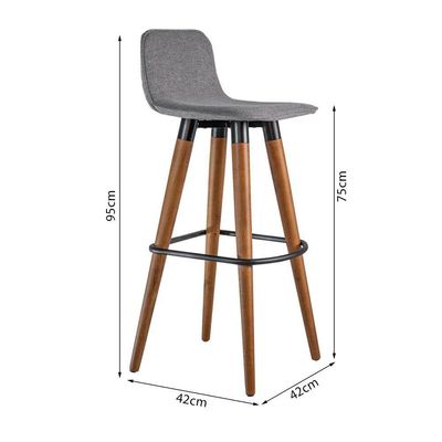 Kit 3 Banquetas Altas Luxo Linea Aço Preto Linho Cinza Preto