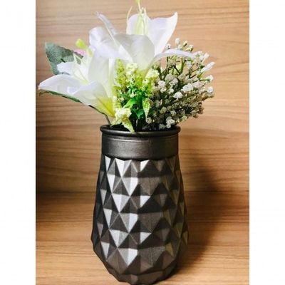 Cachepot Vaso De Vidro Diamante Decorativo Plantas Cinza
