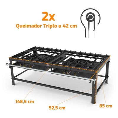 Fogão 2 Queimadores Triplo Alta Pressão Altura 50cm Pfi - 200 - Progas