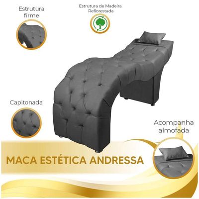 Maca Estofada Para Clínica De Estética Facial Com Capitonê Cinza