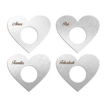 Porta Guardanapo Coração Desejos Kit 4 Peças 7,5cmx6,5cm - Cria Arte Laser Prata