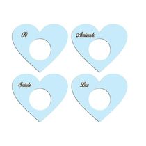 Porta Guardanapo Coração Desejos Kit 4 Peças 7,5cmx6,5cm - Cria Arte Laser Azul Claro