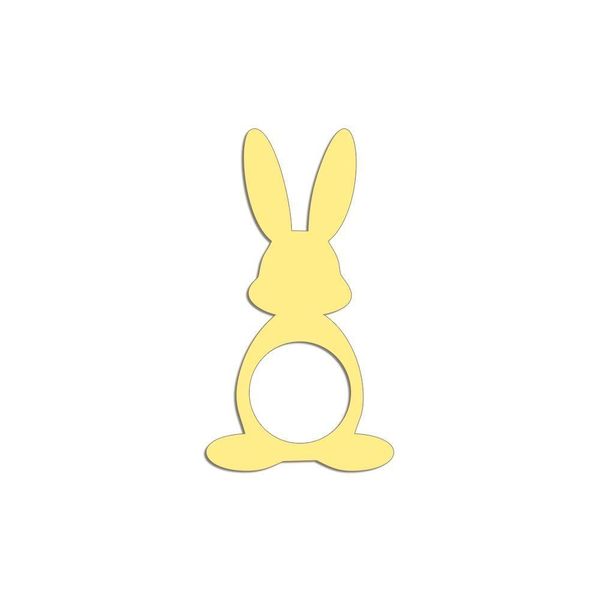 Porta Guardanapo Coelho Frente Kit 4 Peças 5,5cmx10cm- Cria Arte Laser Amarelo