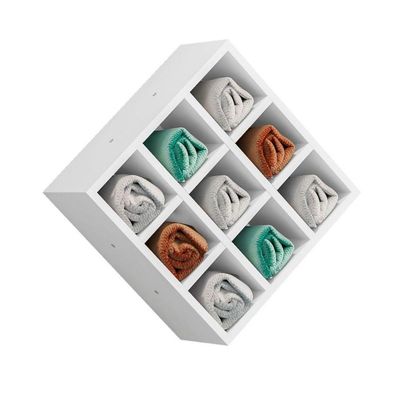 Suporte Porta Toalha Com 9 Nichos Toalheiro Multiuso Design branco