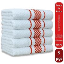Kit 5 Pano De Prato Super Luxo Atoalhado Premium Gourmet Beka - Vermelho Vermelho