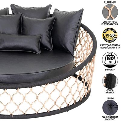 Combo Chaise 2 Poltronas 1 Balanço Mesa Corda Náutica