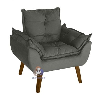 Poltrona Decorativa Opala Chumbo Smf Decor