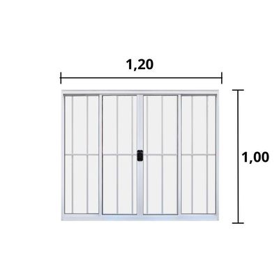 Janela 4 Folhas De Correr C/ Grade 1,00 X 1.20 Alumínio Brilhante Linha Modular - Hale