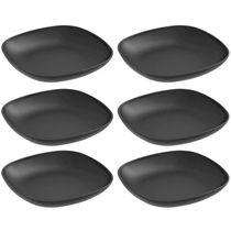 Kit 6 Pratos para Sobremesa Quadrados 17cm Preto Coza Plástico Essential