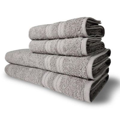 Jogo De Toalhas Itália Soft 4 Pçs - 2 Banho E 2 Rosto 430g/m² 100% Algodão Cinza