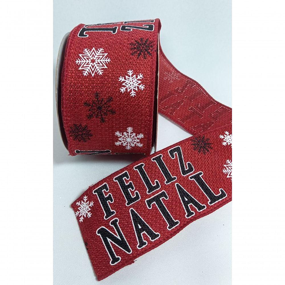 Fita Decorativa Feliz Natal Vermelha Cf561