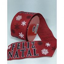 Fita Decorativa Feliz Natal Vermelha Cf561