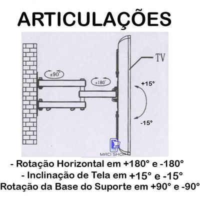 Suporte Tv Led Lcd Tri-articulado 32 39 40 42 43 48 50 55