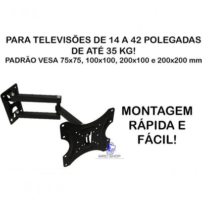 Suporte Tv Led Lcd Tri-articulado 32 39 40 42 43 48 50 55