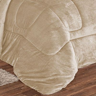 Coberdrom Apollo Queen Sherpa + Manta Flannel 1 Peça Cáqui