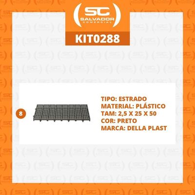 Kit - Estrado Plástico (8 Un = 1m²) 2,5x25x50 Preto - Della Plast