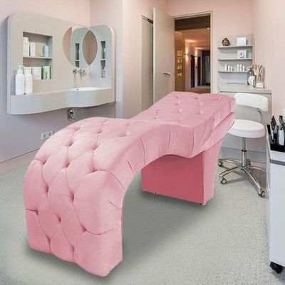 Maca Estética Estofada Reclinável Ergonômica Veludo Marilia Cor:rosê