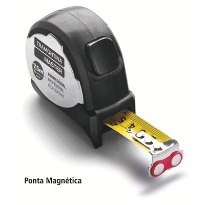 Trena Profissional Tramontina Com Ponta Magnética E Corpo Em Aço Inox 7,5 M Tramontina