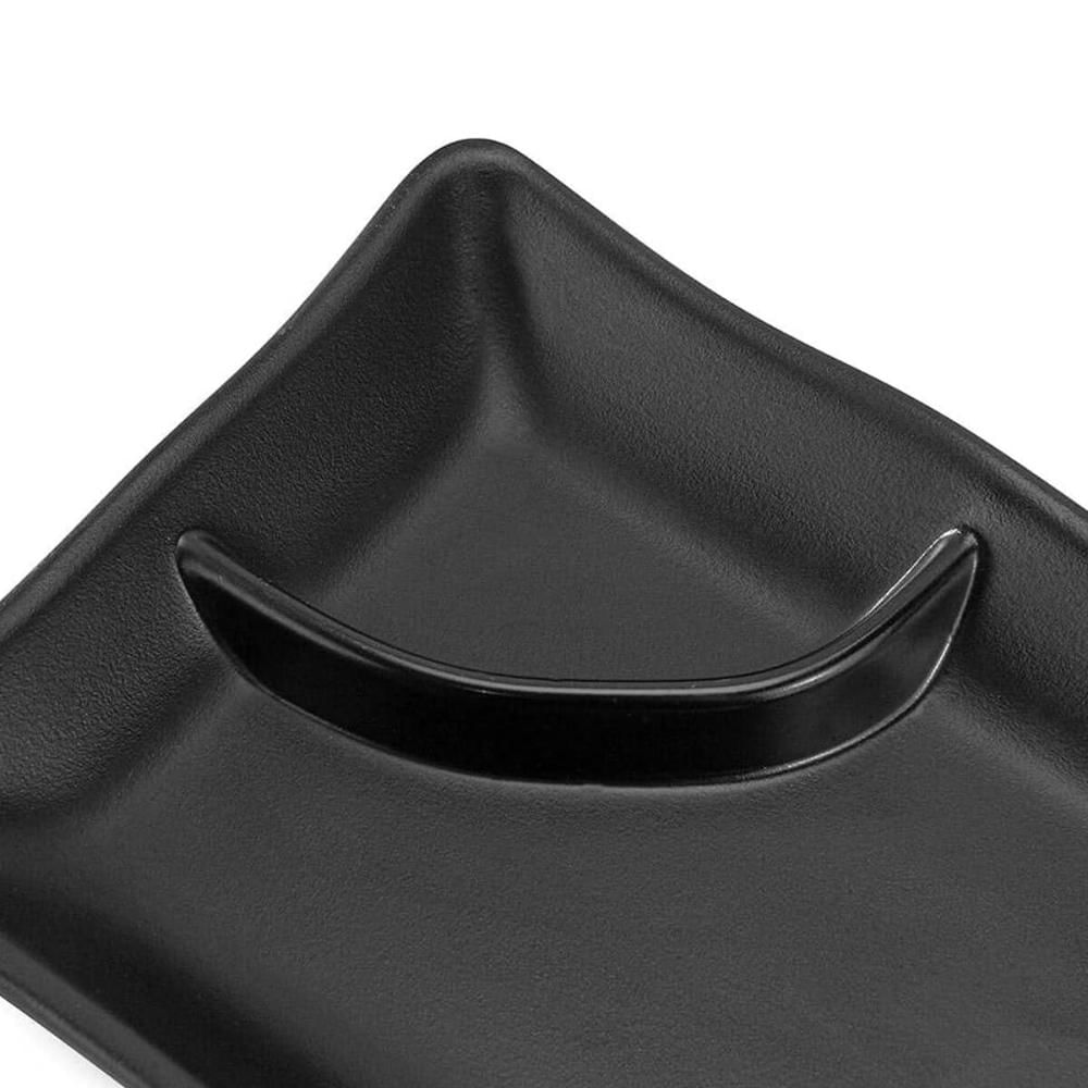 10 Pratos para Sushi 19x12cm com Porta Shoyu Melamina Comida Japonesa