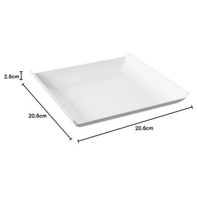 24 Pratos Quadrados Brancos Plástico Cozy Coza 21cm Lanchonete Restaurantes Bares Padaria