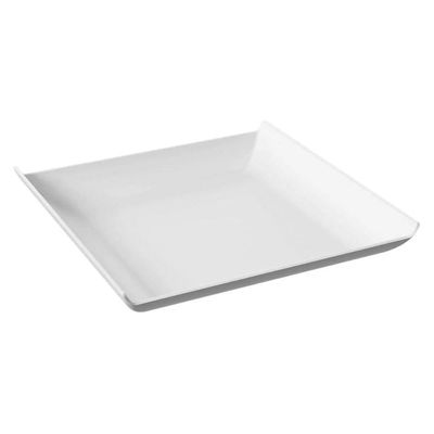 24 Pratos Quadrados Brancos Plástico Cozy Coza 21cm Lanchonete Restaurantes Bares Padaria