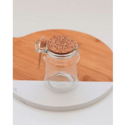 Kit de Pote de Vidro com Tampa de Rolha Colher Bambu 6 unidades Porta Temperos 240ml Lyor