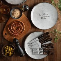 Kit 4 Pratos Rasos Tramontina Churrasco Rustic em Porcelana 28cm Mesa Jantar