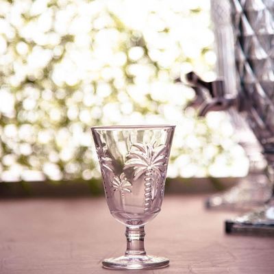 Kit 48 Taças Vidro Cristal 240ml Palm Água Sucos Bebidas Decoradas Lyor