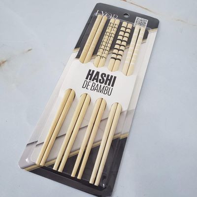 Kit 12 Hashis de Bambu Palitos de Comida Japonesa Sushi 24cm Estampas Geométricas