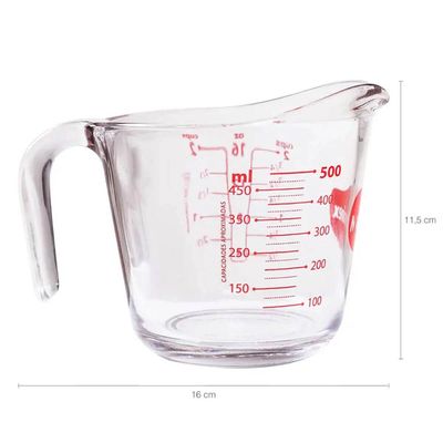 Kit 2 Jarras Medidoras de Vidro 500ml Marinex Jarros com Alça e Bico Direcionador