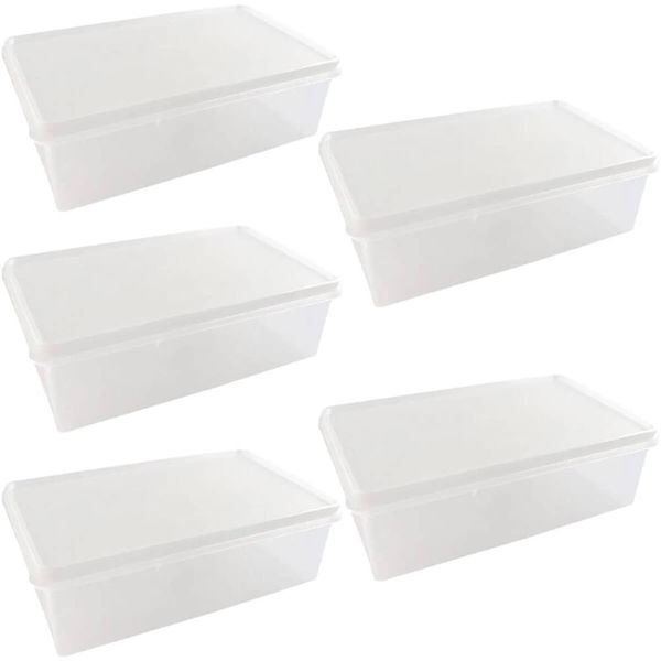 Kit 5 Caixas Organizadoras 3,5L Tampa Hermética Empilhável Plasvale Closet