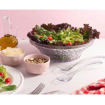 Kit 6 Saladeiras Tigela Redonda 3,3L Crippa Transparente Plástica Salada Sobremesa Restaurante