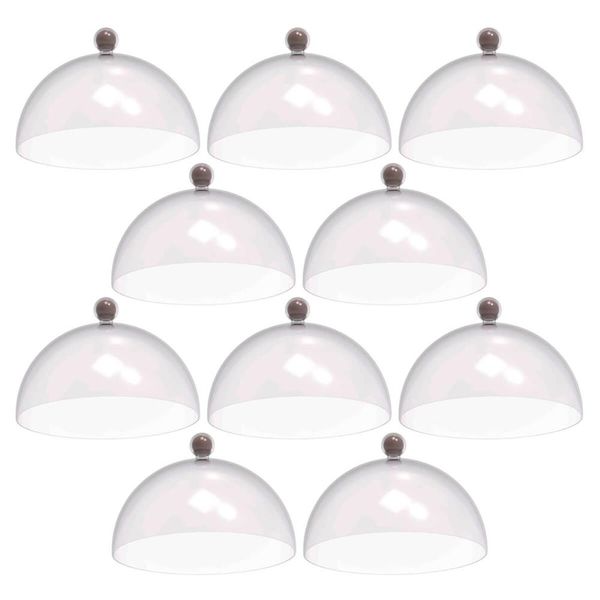 Kit 8 Cúpulas de Plástico 25cm para Doces Bolos Tortas Amêndoa Padaria Hotel Crippa