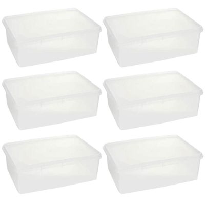 Kit 6 Caixas Organizadoras Plásticas Empilháveis com Tampa 3,5L Plasvale Retangular