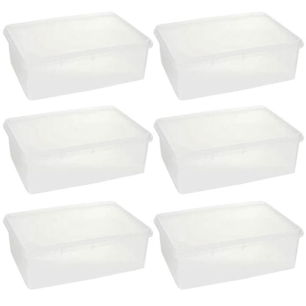 Kit 6 Caixas Organizadoras Plásticas Empilháveis com Tampa 3,5L Plasvale Retangular