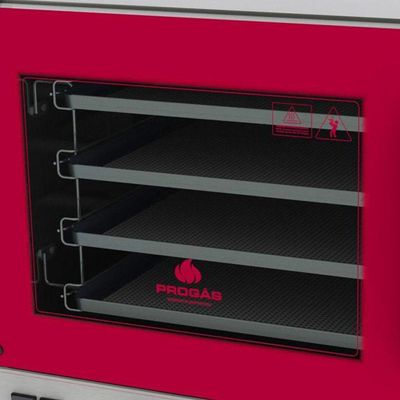 Kit - Forno Turbo Prp-004 Plus Digital 127v Vermelho + 4 Assadeiras - Progás 127v