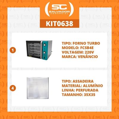 Forno Turbo Convec. Inox E Turquesa Fcsb4e 220v + 4 Assadeiras - Venâncio 220v